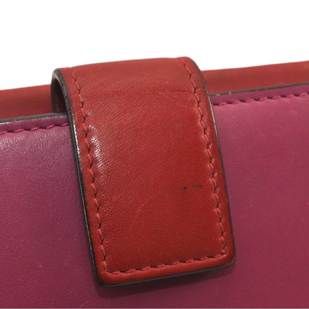 GUCCI Vintage Pink & Red Leather French Flap Bifold Compact Wallet - Picture 11 of 16